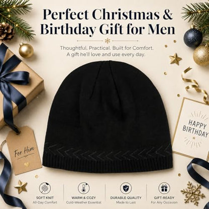 Oversize XXL Winter Beanie Knit Hat for Men - color: D1-black