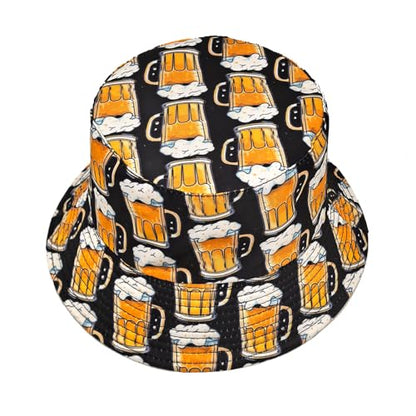 Quanhaigou Bucket Hats Unisex Summer Travel Beach Fisherman Cap for Men Women Teens - color: Beer Mug