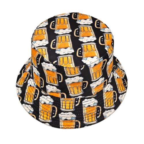 Quanhaigou Bucket Hats Unisex Summer Travel Beach Fisherman Cap for Men Women Teens - color: Beer Mug