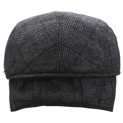 Men's Newsboy Cap with Earflaps Flat Ivy Caps Gatsby Golf Cabbie Hats - color: Black Navy Square