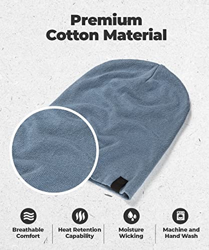 Warm Slouchy Beanie Hat - Deliciously Soft Daily Beanie in Fine Knit - color: Blue Denim