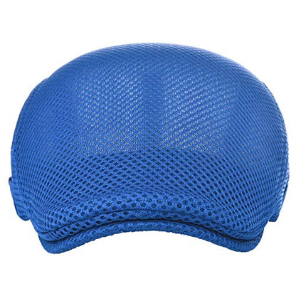 VOBOOM Men Mesh Newsboy Flat Cap Ivy Cabbie Newsboy Cap - color: Royal Blue