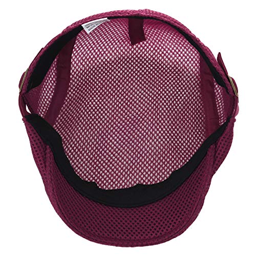 VOBOOM Men Mesh Newsboy Flat Cap Ivy Cabbie Newsboy Cap - color: Burgundy