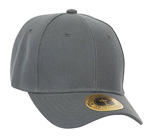TOP HEADWEAR Adjustable Baseball Structured Cap Hat - color: Charcoal