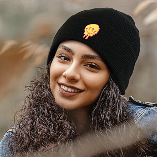 Cool Graphic Beanie for Men and Women - Black - color: Smile3