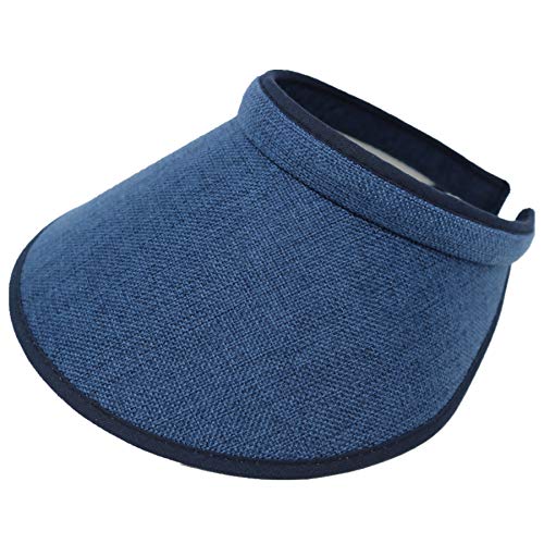 PRO.FASHION Women's Summer Sun UV Protection Visor Wide Brim Clip on Beach Pool Golf Cap Hat-Polyester - color: Navy