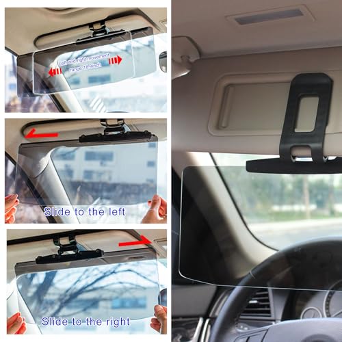 DXNQ Sun Visor for Car, HD Anti-Glare Polarized Sunshade Extender Clip on Auto Sun Visor, Adjustable Vehicle Sun Shade Extension Protect from Sun Glare Snow Blindness UV Rays - size: 1 PCS