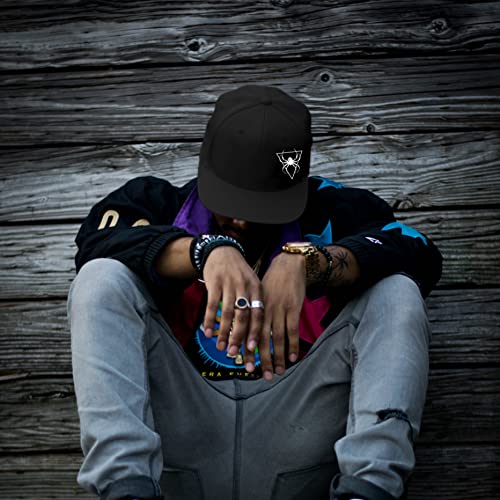 Horror Skull Hat Snapback Hat for Men Women Black Adjustable Classic Adult Baseball Cap Flat Bill Hip Hop Cap - color: Animal Spider