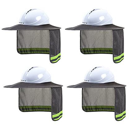 Hard Hat Sun Shade, High Vis Sun Visor Shade, Full Brim, Grey, 4PCS - color: 4 Packs Grey