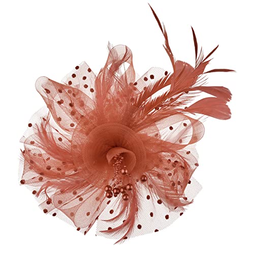 AQOKKA Women Fascinators Hats Flower Fascinators with Headband and Clip Tea Party Headwear for Women and Girls - color: 1 Pc 7" Diameter / Coffee