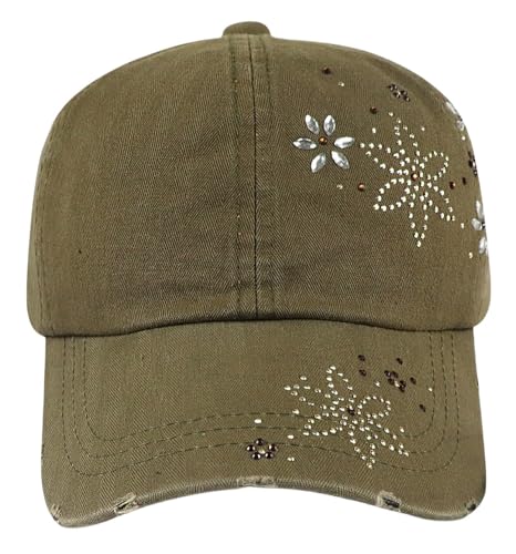 Vintage Distressed Washed Cotton Adjustable Baseball Cap Dad Hat - color: Khaki-b