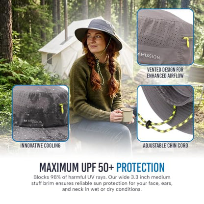 MISSION Cooling Anywhere Boonie Hat - Unisex Wide-Brim Hat for Men & Women - Cools Up to 2 Hours - UPF 50 Sun Protection - color: Charcoal