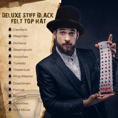 Black Tall Felt Top Hat Halloween Party Hat - style: Bow Style