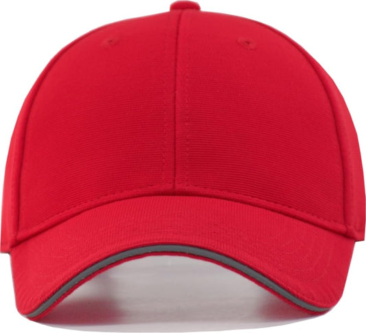 TSSGBL Men's Plain Baseball Hat - OSFM & XXL Big Head Fit，Adjustable Structured Ball Cap with Reflective Sandwich Brim - color: Red, size: Medium-Large