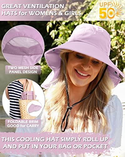 Tirrinia Wide Brim Sun Hat with Neck Flap for Men & Women - color: Dusty Pink