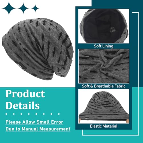 Ruphedy Men Slouchy Beanie Summer Long Oversize Thin Lightweight Skull Cap B011h - color: B401-grey, size: One Size