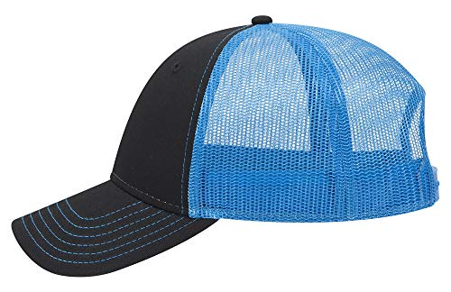 OTTO 6 Panel Low Profile Contrast Vertical Mesh Back Cap - color: Blk/Blk/N.blue