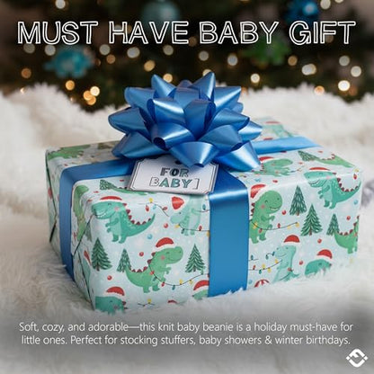 Funky Junque Baby Pom Pom Beanie – Soft Knit Infant Winter Hat for Baby Girls & Boys, Cozy Warm Newborn Beanie 0–12 Months - color: Confetti Winter Mint (Faux Fur)