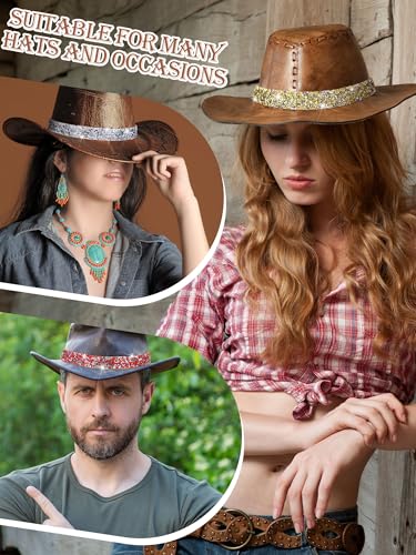 XunYee 8 Pcs Rhinestone Hat Bands for Cowboy Hats Women Men - color: Classic Colors