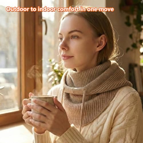 Knit Balaclava for Women Winter Hats Ski Mask Face Cover Neck Warmer - color: B-camel