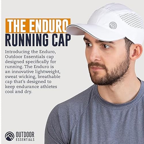 OutdoorEssentials Running Hat - Breathable Running Hats for Women & Men - Jogging Exercise Hiking Cap - Trail Baseball Tennis - color: White