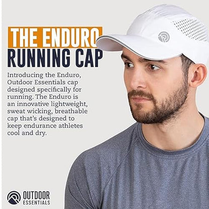 OutdoorEssentials Running Hat - Breathable Running Hats for Women & Men - Jogging Exercise Hiking Cap - Trail Baseball Tennis - color: White