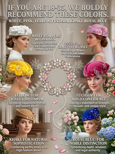 Petaluna Women's Flower Beret Suitable for Church Wearing Elegant Breathable Wedding Party Retro French Headdress - color: Royal Blue