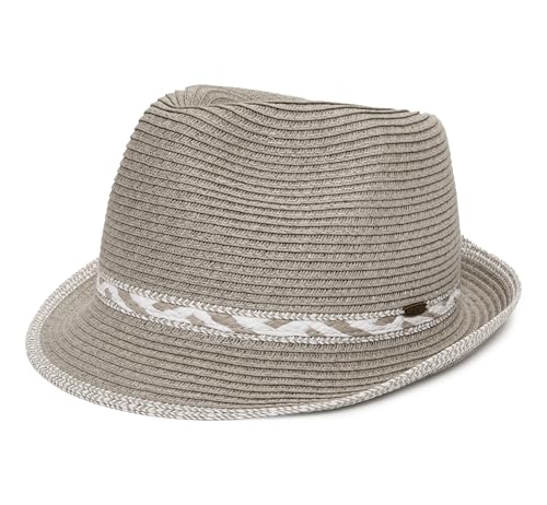 Funky Junque Short Brim Fedora Packable Sun Hat for Women - color: Grey