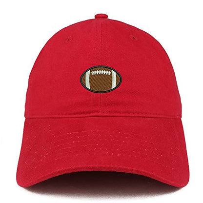 Trendy Apparel Shop Football Quality Embroidered Low Profile Brushed Cotton Dad Hat Cap - color: Red