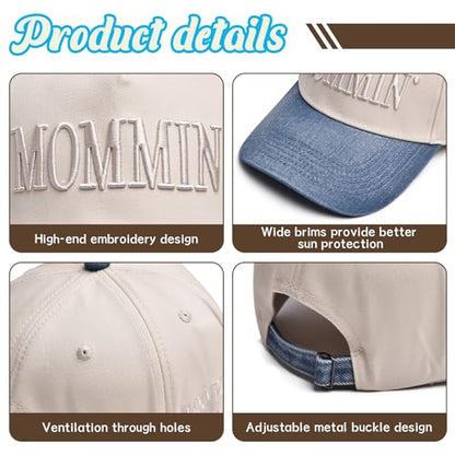 Womens Trucker Hat|Best Mom Ever Embroidery Adjustable Hat for Women from Daughter Son - color: Beige/Cowboy