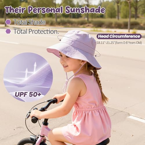Zando 2 Pack UPF 50+ Kids Sun Hat Baby Beach Bucket Hats for Summer Swim - color: Purple & Pink, size: 2-4T