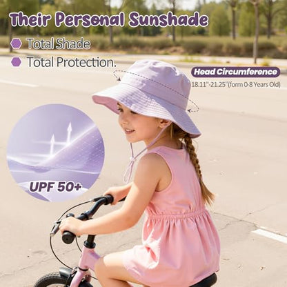 Zando 2 Pack UPF 50+ Kids Sun Hat Baby Beach Bucket Hats for Summer Swim - color: Purple & Pink, size: 2-4T