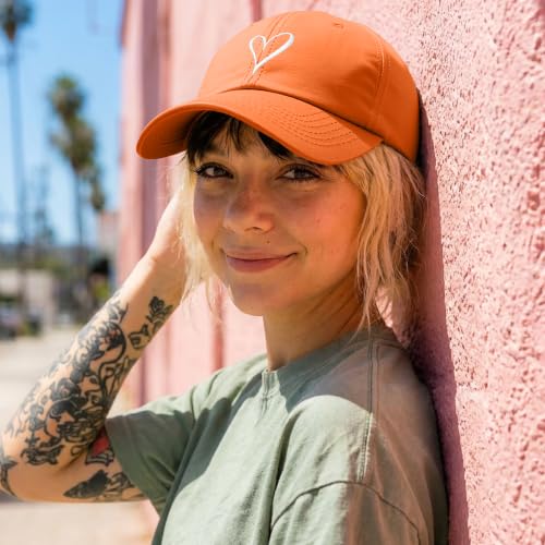 Hand Drawn Heart Hat Womens Embroidered Baseball Cap - color: Orange