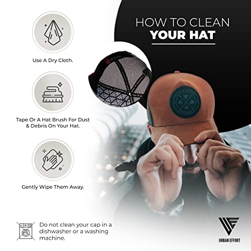 Urban Effort Trucker Hat for Men & Women, Mesh Back Baseball Cap, 5 Panel - color: Brown, style: Mesh Back
