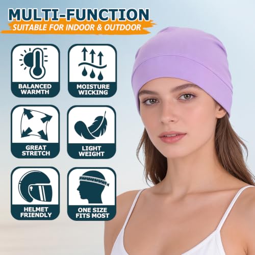Headshion 100% Cotton Skull Caps Beanie Sleeping Hats for Men Women - color: Purple, Light Purple