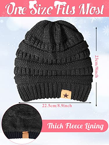 JaGely 6 Pcs Women Winter Beanie Hat Gloves Set Warm Knitted Hats and Touchscreen Gloves Lady Cold Winter Gifts for Christmas - color: Black, Gray, White