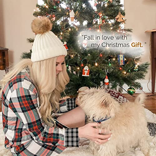 FURTALK Womens Winter Beanie Hat Satin Lined Faux Fur Pom Pom Beanies Hat for Women Winter Warm Knit Hats - color: 01 White