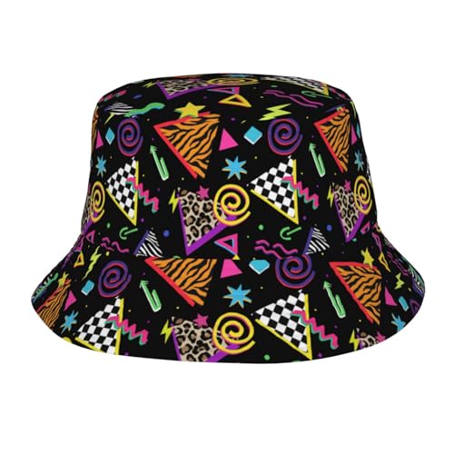 Bucket Hat for Men Women Packable Sun Hats Fisherman Outdoor Summer Travel Hiking Beach Caps - color: 8090s Black