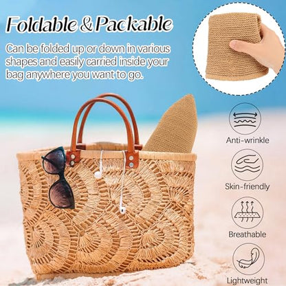 Babalet Summer Straw Beach Sun Hats for Women Packable Floppy Bucket Hat - color: Pink