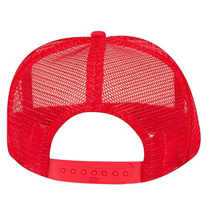 OTTO Polyester Foam Front Youth 5 Panel High Crown Trucker Hat - color: Red/Wht/Red