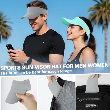 HH HOFNEN Sports Sun Visor Unisex Cooling Cap Lightweight Stretchy Packable - color: #2 Black+lightgray