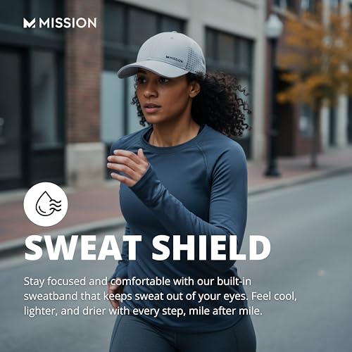 MISSION Cooling Vented Performance Hat Unisex Cap for Workouts, Golf & Running, Sweat & Water Activated Technology - color: Alloy Heather
