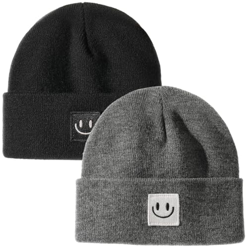 FURTALK Baby Beanie Toddler Winter Hat Boys Girls Kids Warm Knitted Cap - color: Black+mixed Dark Grey, size: 0-6 Months