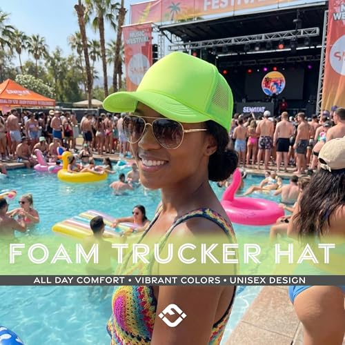 Funky Junque Blank Mesh Foam Lightweight Snapback Trucker Hat - color: Neon Lime
