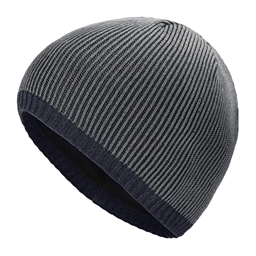 ZLYC Men Fashion Knit Fisherman Beanie Hat Winter Warm Thick Skull Cap - color: Plain Navy