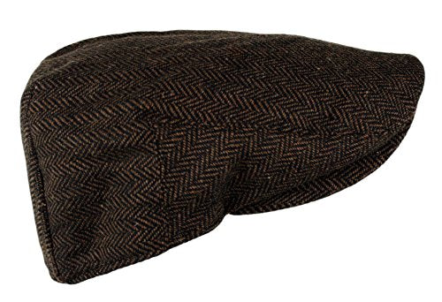 Wonderful Fashion Men's Classic Herringbone Tweed Wool Blend Newsboy Ivy Hat (Large/X-Large, Charcoal) - color: Dark Brown, size: Small-Medium