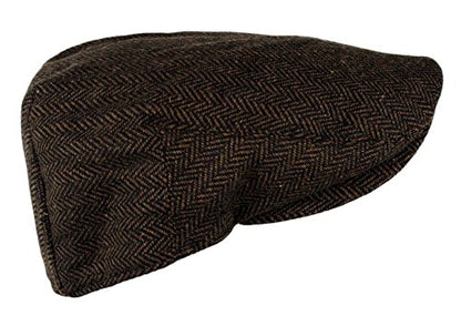 Wonderful Fashion Men's Classic Herringbone Tweed Wool Blend Newsboy Ivy Hat (Large/X-Large, Charcoal) - color: Dark Brown, size: Large-X-Large