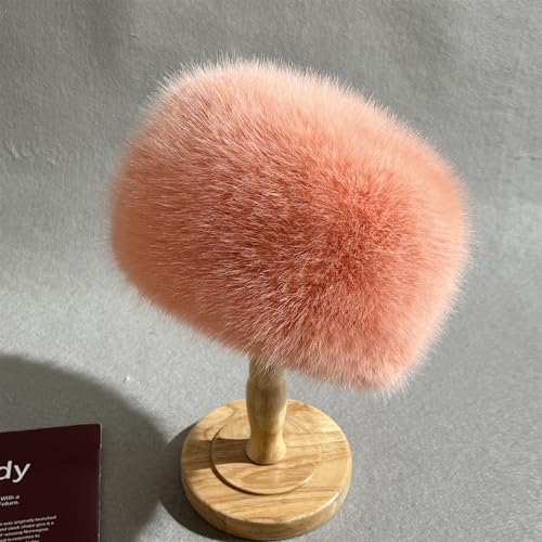 Women's Winter Faux Fur Cossack Russian Style Hat, Soft Stretch Warm Cap - color: Orange
