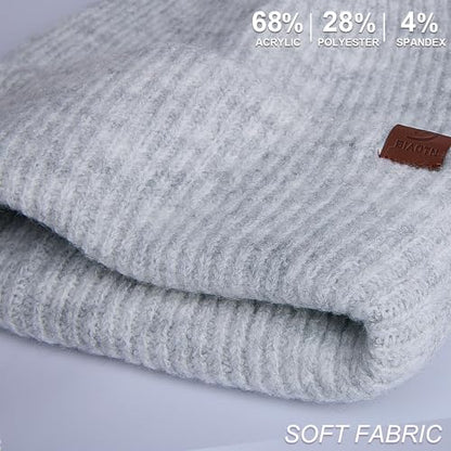 Large Slouchy Winter Hat for Cold Weather, Warm Loose Slouch and Cuffed Beanie Hats for Women Men - color: Grey
