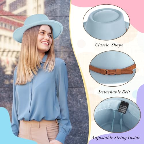Hercicy Wool Fedora Hat for Women - color: Yellow, Pink, Green, Blue